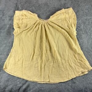 Anaak Gauze Tunic Top Yellow Organic Cotton Flutter Sleeve